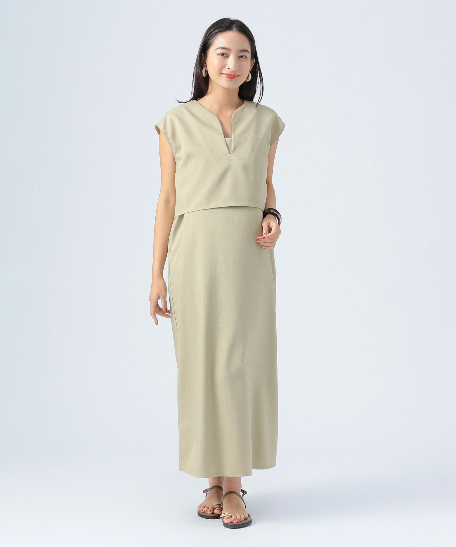 【SALE／50%OFF】BEAMS HEART WOMEN キーネックベスト&ワンピース(セットアイテム) ビームス アウトレ..