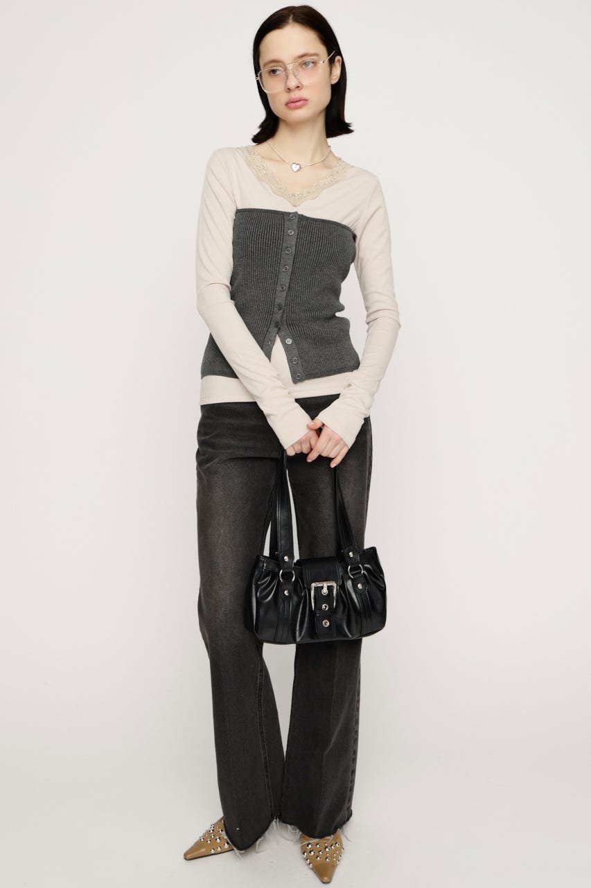 SLY LACE DOCKING CUT トップス スライ トップス カットソー・Tシャツ ブラウン