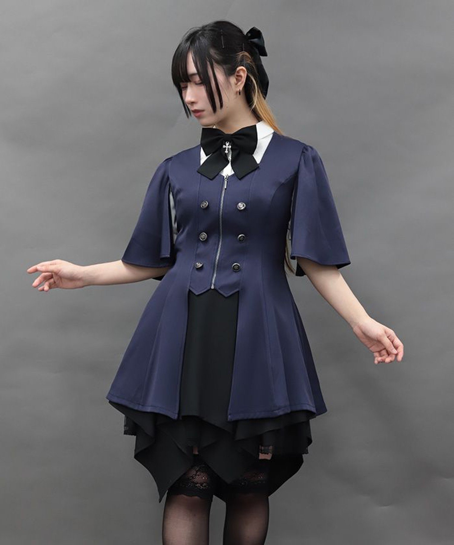 【SALE／20%OFF】axes femme POETIQUE ケープデザインロングベスト アクシーズファム トップス ベスト・ジレ【送料無料】