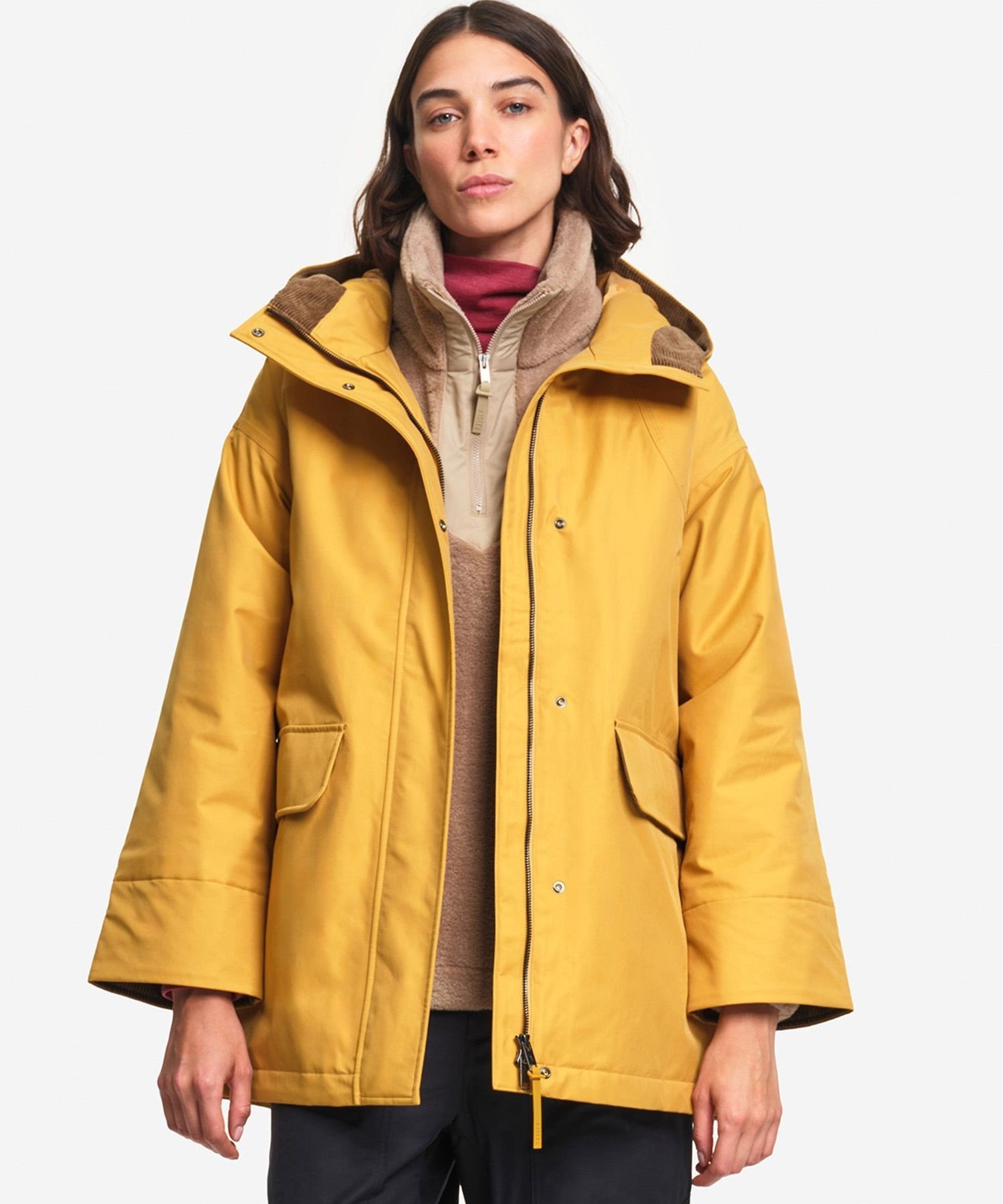 AIGLE 透湿防水 中綿 トラペーズジャケット WARM エーグル ジャケット・アウター ダウンジャケット・ダウンベスト イエロー【送料無料】