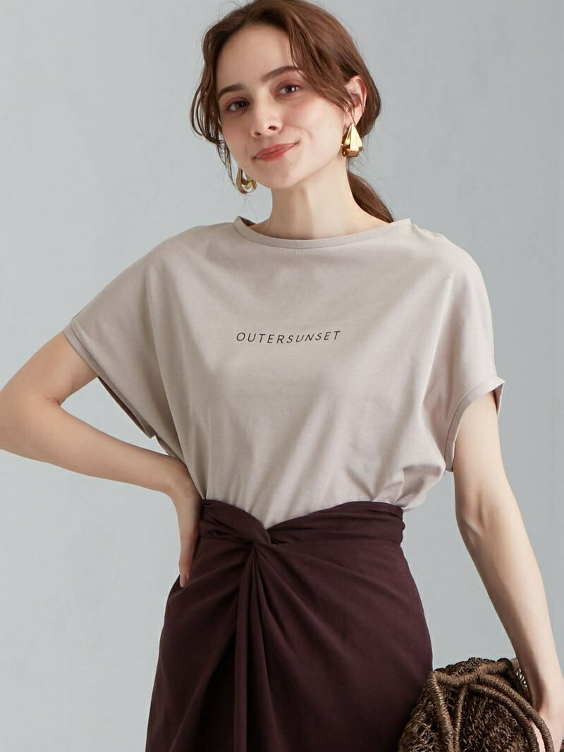 【SALE／40%OFF】UNITED ARROWS green label relaxing [ 別注 アウターサンセット ]SC OUTERSUNSET * GLR ロゴ フレンチ スリーブ Tシャツ ユナイテッドアローズ グリーンレーベルリラクシング カットソー Tシャツ グレー ホワイト【送料無料】のサムネイル