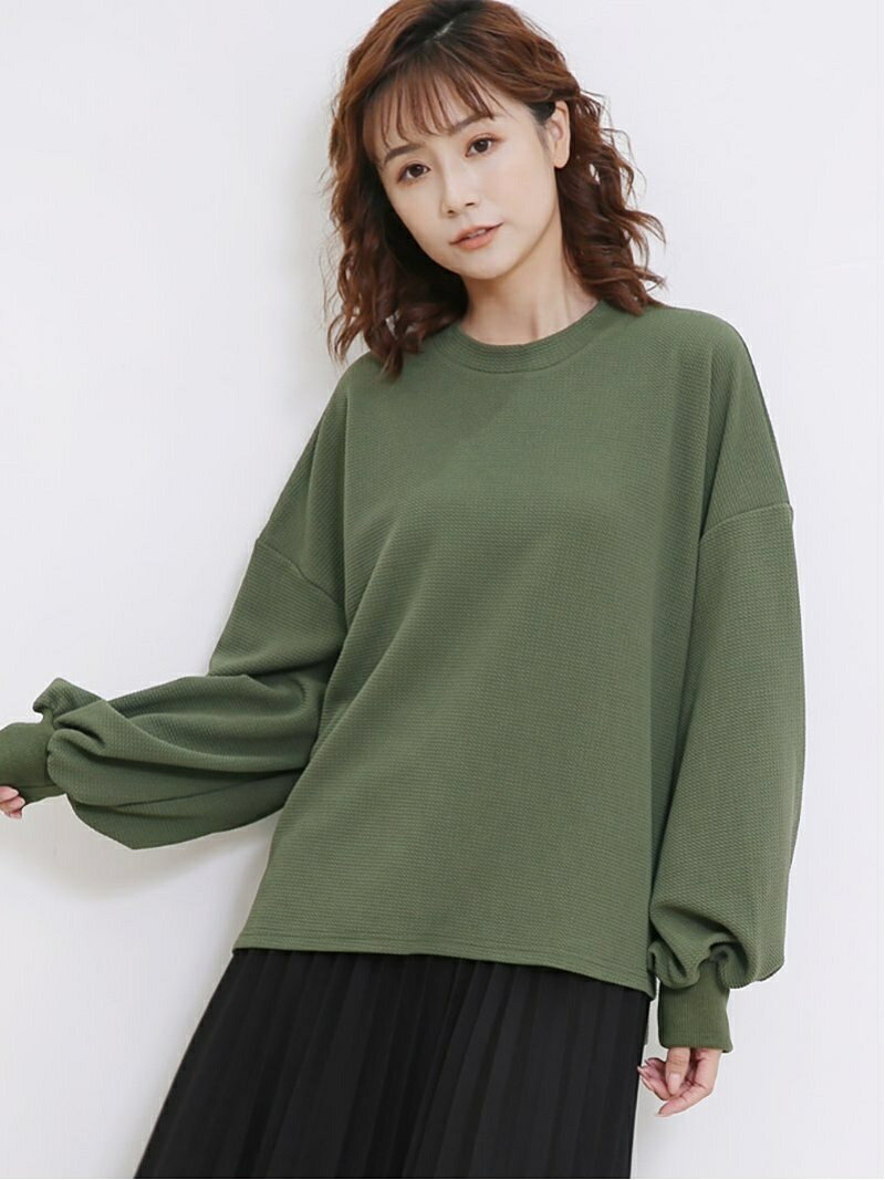 【Doux Belle】バルーン袖 ボリューム袖 カットソー ドゥー・ベル トップス カットソー・Tシャツ ネイビー カーキグリーン