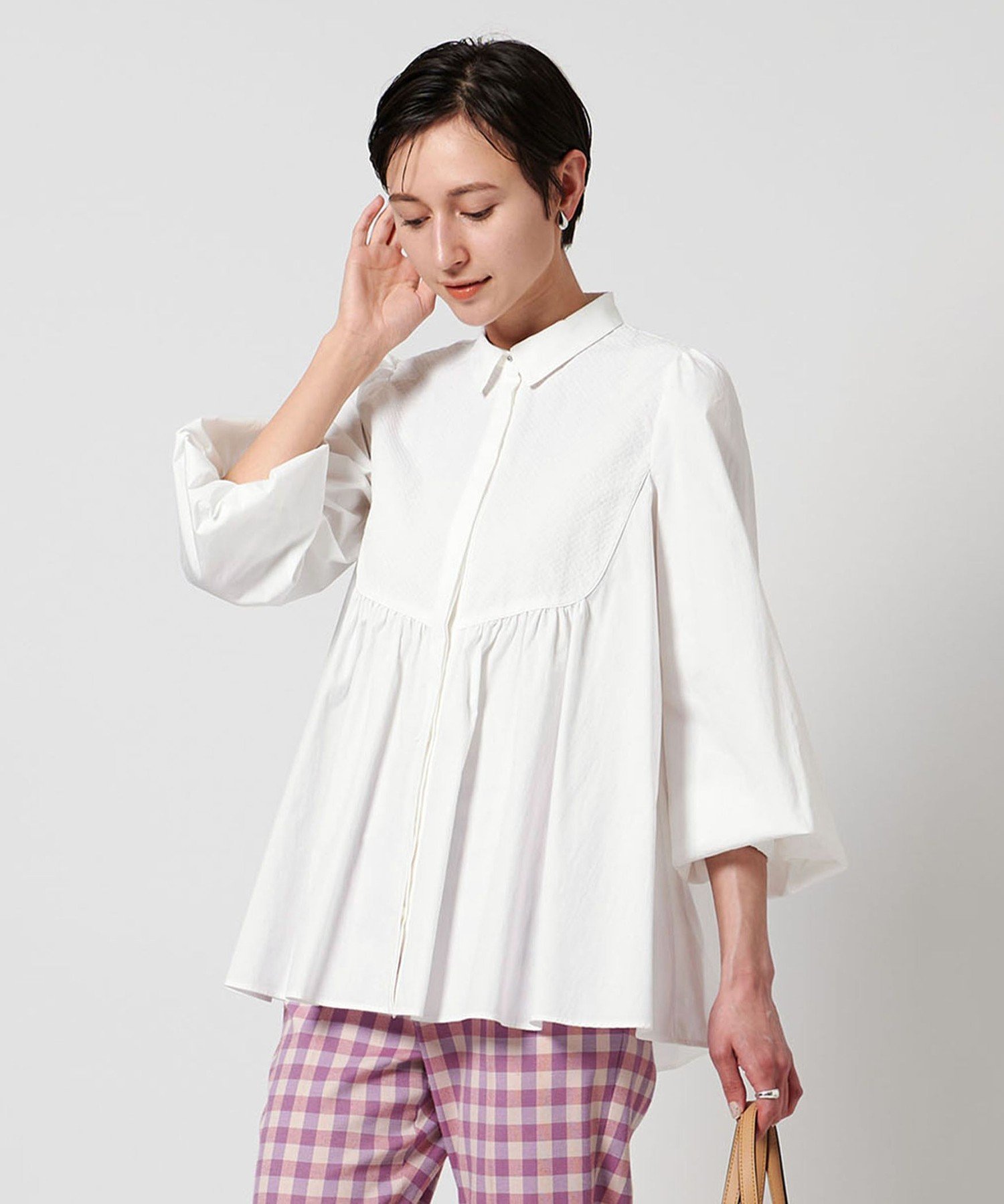 【SALE／60%OFF】UNITED ARROWS エンブロイダリー ロングスリーブ ブラウス ユナイテッドアローズ トップス シャツ・ブラウス ネイビー ホワイト【送料無料】のサムネイル