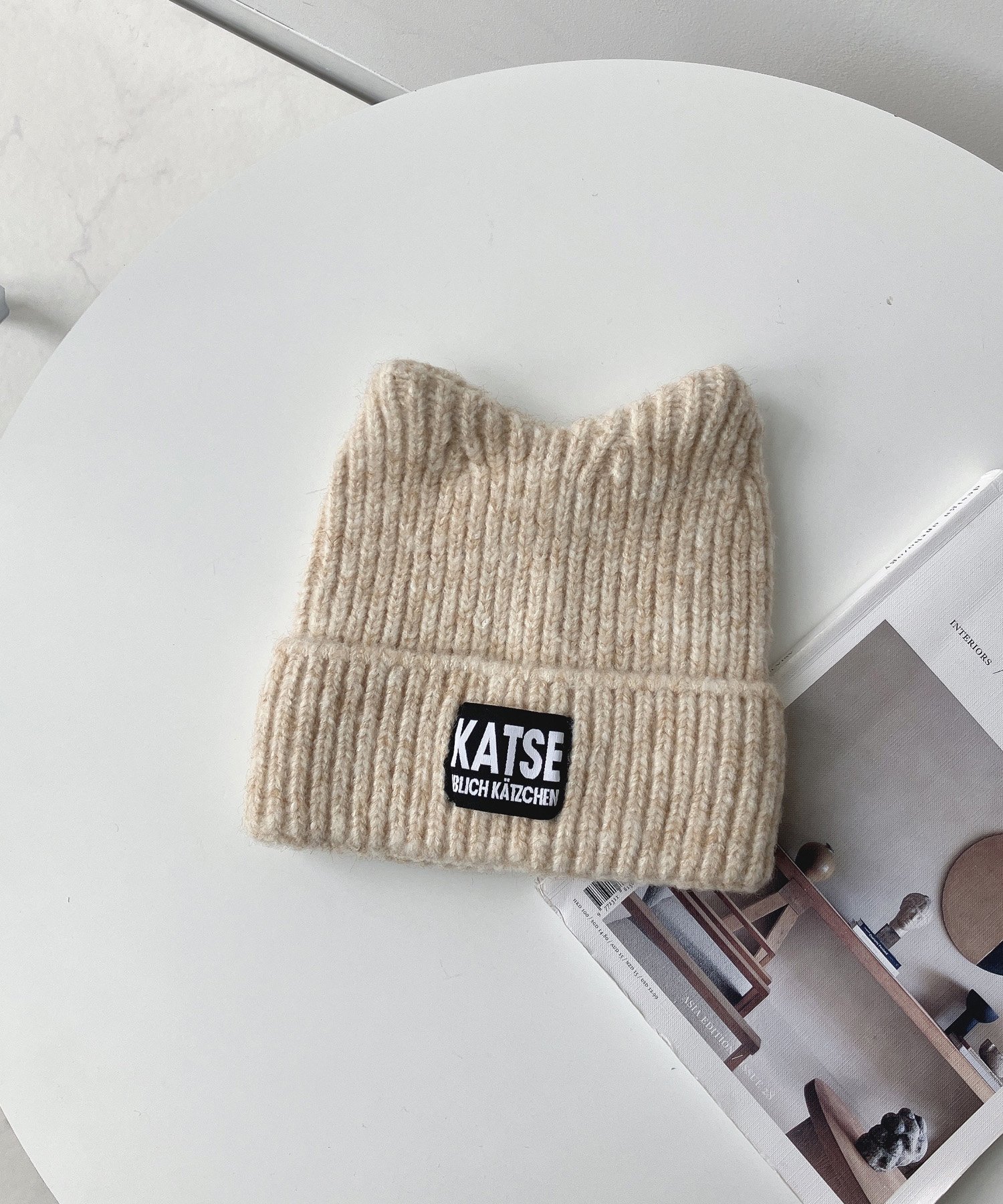 AS KNOW AS plus ☆とんがり猫耳ニット帽 アズノゥアズプラス 帽子 ニット帽・ビーニー ブラック