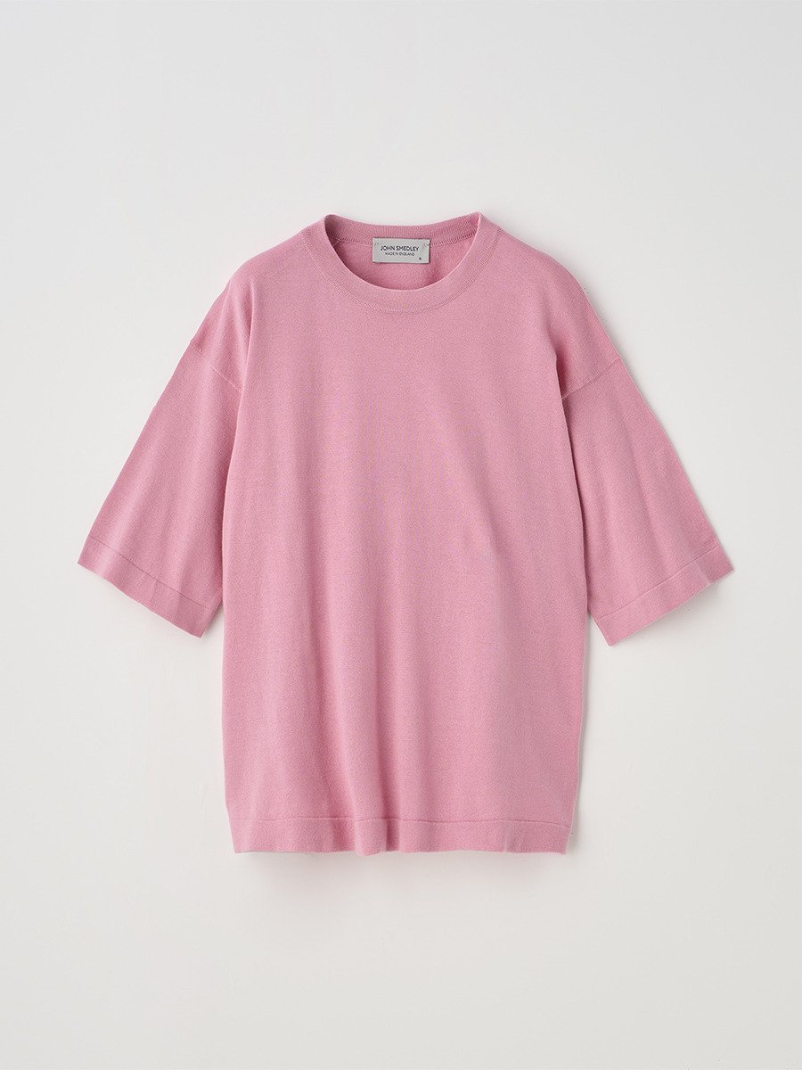 【SALE／30%OFF】JOHN SMEDLEY コットンニットTシャツ ｜ S4621 ｜ 30G ジョンスメドレー トップス ニット ピンク【送料無料】
