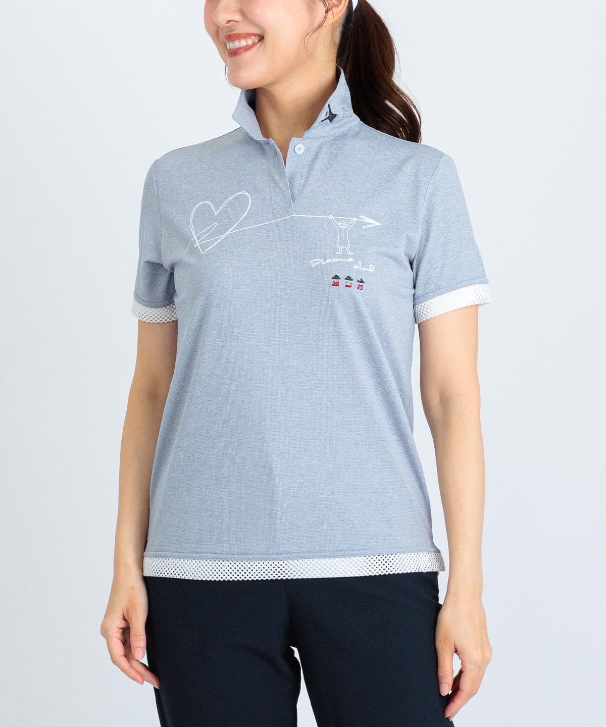 Picone Club 【ピッコーネクラブ公式】刺繍風プリントUV速乾ポロシャツ ピッコーネクラブ トップス ポロシャツ ブラック ホワイト【送料無料】