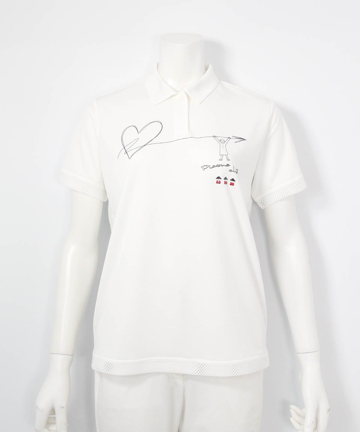 Picone Club 【ピッコーネクラブ公式】刺繍風プリントUV速乾ポロシャツ ピッコーネクラブ トップス ポロシャツ ブラック ホワイト【送料無料】