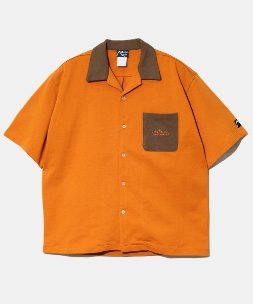 Mountain Mania Mountain Mania/マウンテンマニア オリジナル天竺 配色オープンシャツ (MENS) ゴースローキャラバン トップス カットソー・Tシャツ ホワイト オレンジ ブルー
