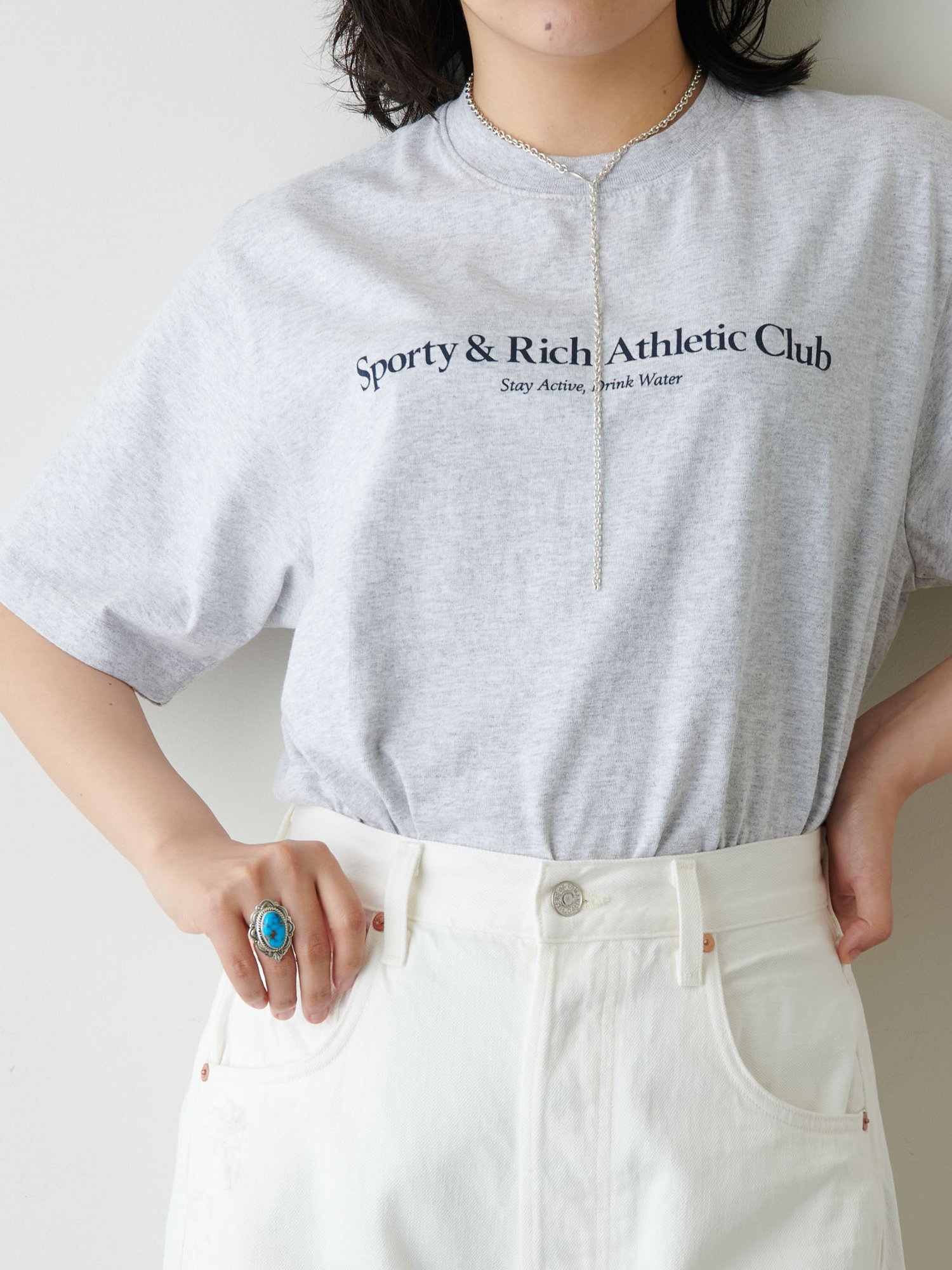 Whim Gazette 【Sporty&Rich】Athletic Club-TEE ウィム ガゼット カットソー Tシャツ グレー【送料無料】