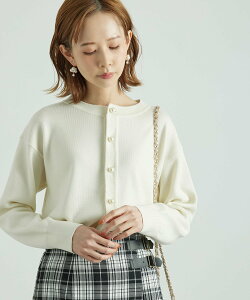 【SALE／25%OFF】ROPE' PICNIC 【WEB限定カラー:ブルー】洗濯機OK・パチパチしない/マシュマロニットビッグパールカーディガン ロペピクニック トップス カーディガン ホワイト ベージュ ネイビー ブルー【送料無料】