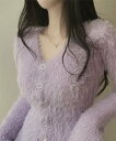 【SALE/60%OFF】Mela SHAGGY KNIT PEP CD イチキュウキュウサン トップス カーディガン ホワイト イエロー パープル