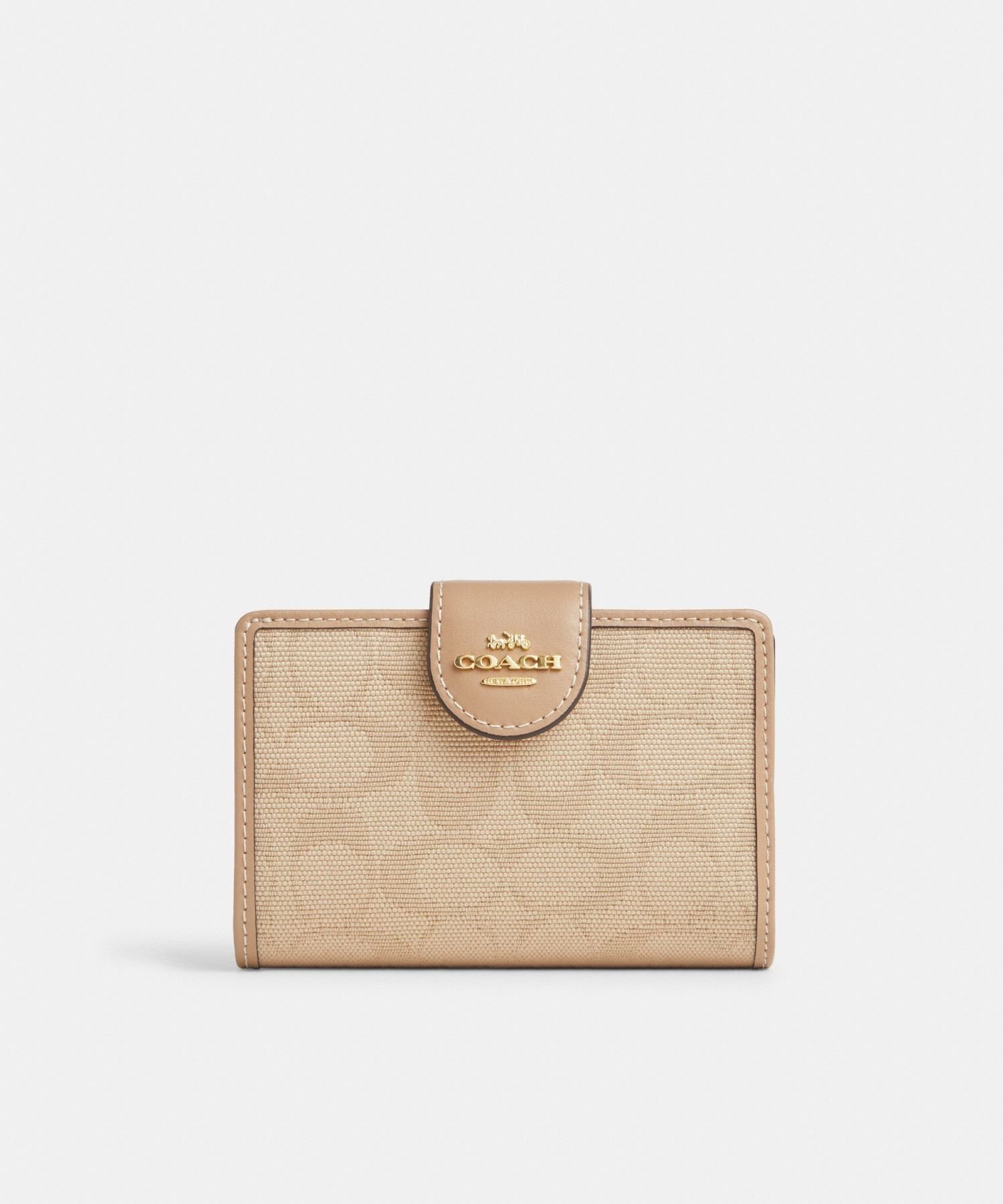 【SALE／70%OFF】COACH OUTLET 【公式】ミディアム コーナー ジップ ウォレット・シグネチャー キャンバス コーチ　アウトレット 財布・ポーチ・ケース 財布 ベージュ【送料無料】