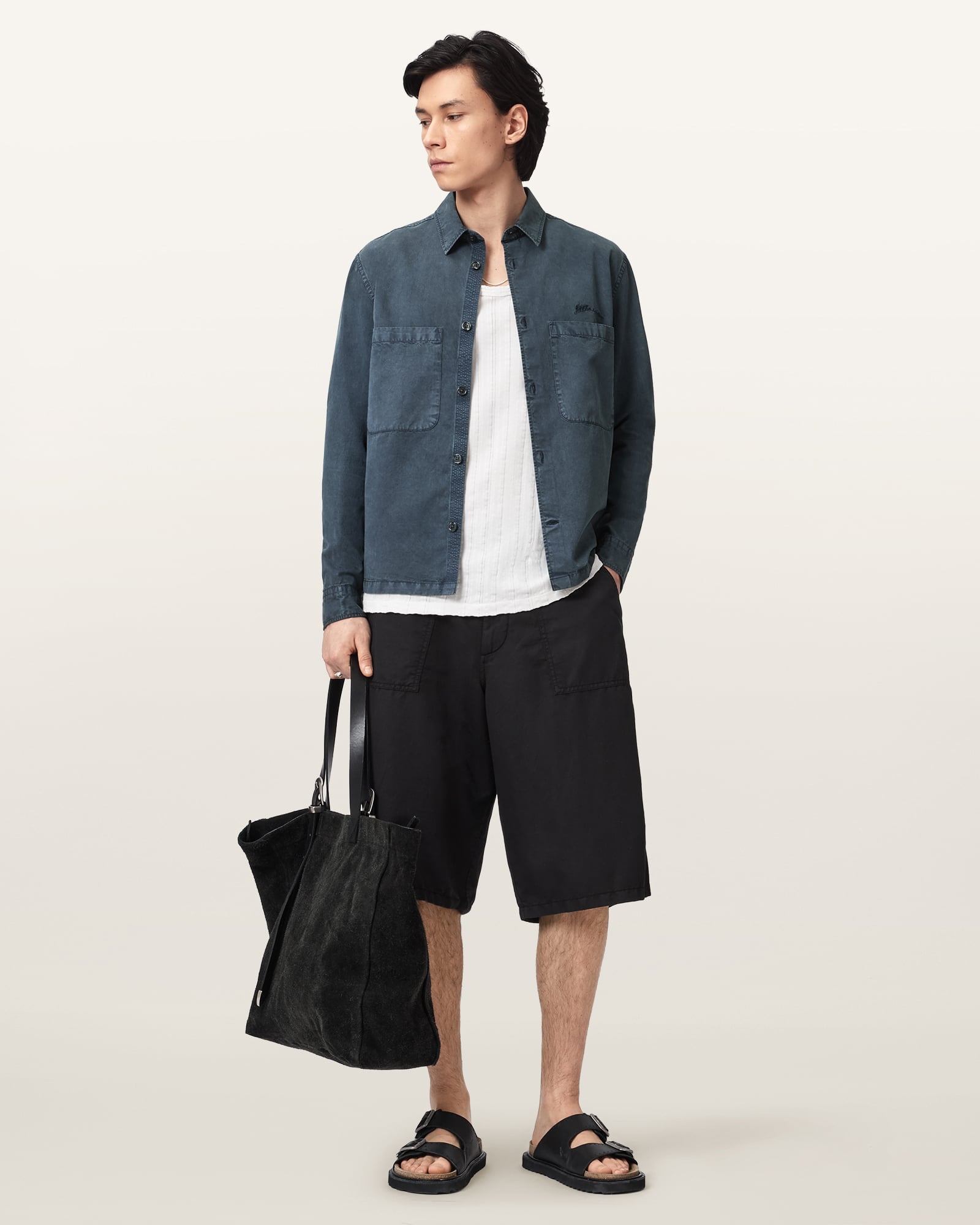 ALLSAINTS (M)ROHDI LS OVERSHIRT オールセインツ トップス シャツ・ブラウス ブルー【送料無料】