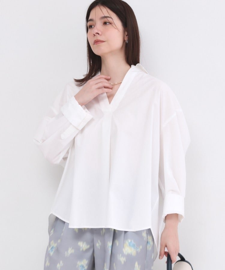 OPAQUE.CLIP バックシャンスキッパーシャツ【洗濯機OK】 オペークドットクリップ トップス シャツ・ブラウス ベージュ ホワイト ブルー