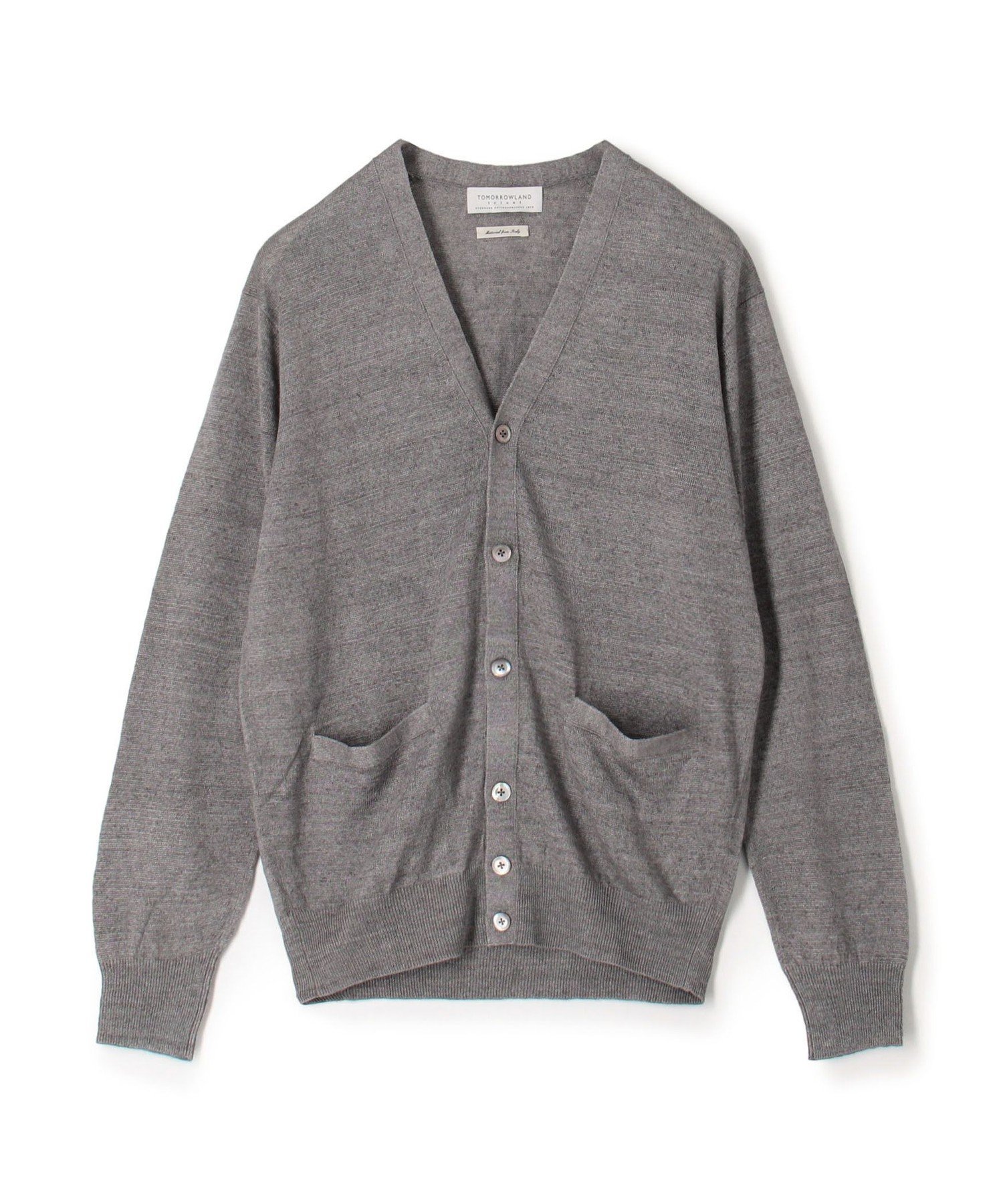 TOMORROWLAND MEN TOMORROWLAND tricot ティントリネン 14ゲージVネックカーディガン トゥモローランド トップス カーディガン ネイビー グレー ブラック オレンジ グリーン【送料無料】