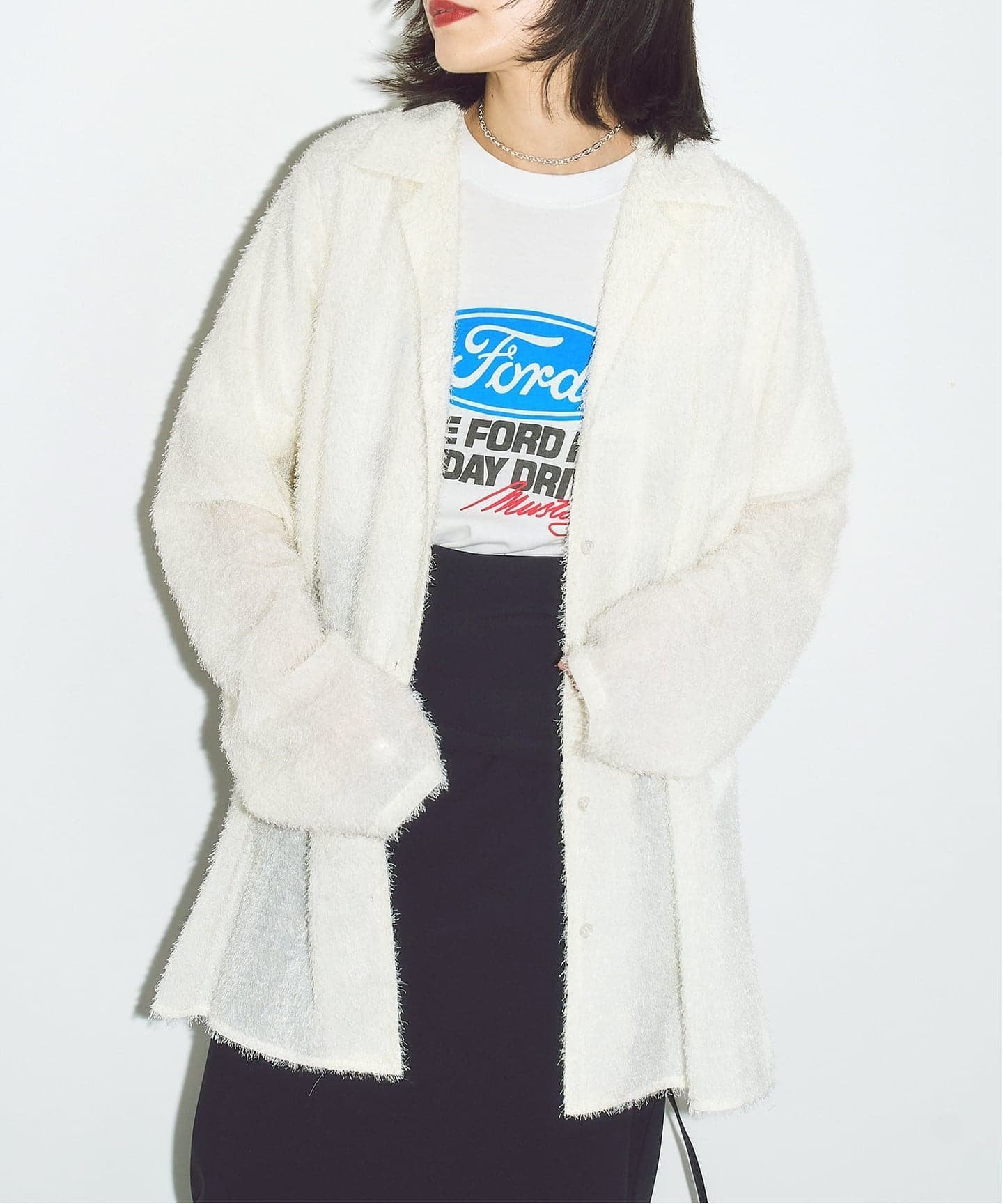 《予約》FRINGE シャツ シティーショップ トップス シャツ・ブラウス ホワイト ブラック