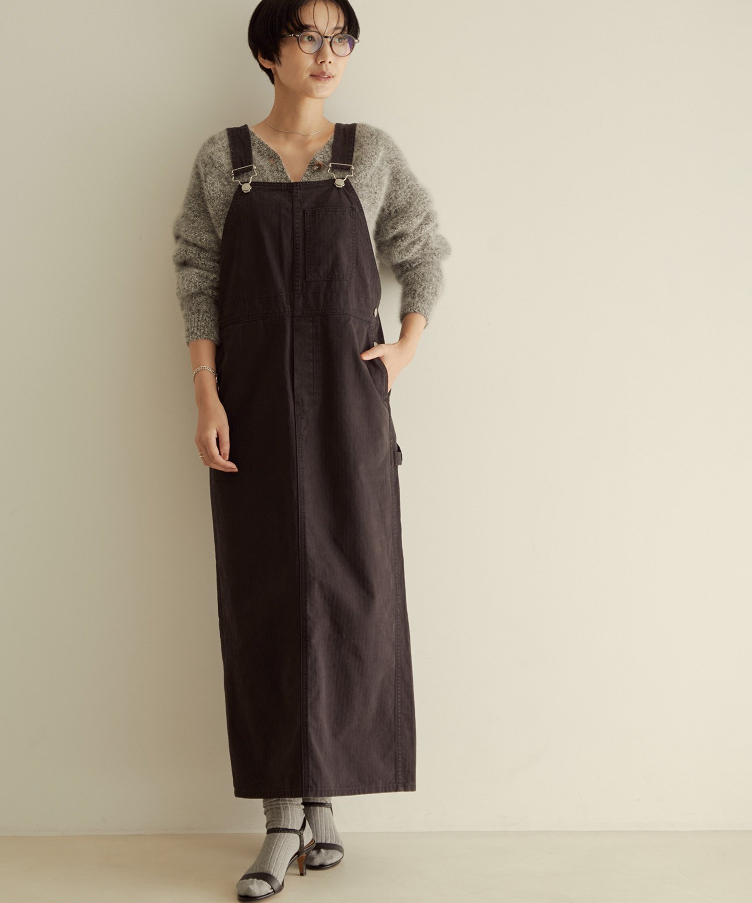 【SALE／50%OFF】SALON adam et rope' へリンボーンジャンパースカート サ ...