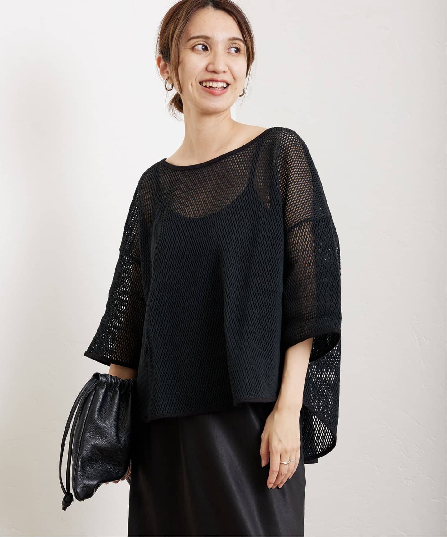 FRAMeWORK メッシュビッグプルオーバー フレームワーク トップス カットソー・Tシャツ ブラック【送料無料】のサムネイル