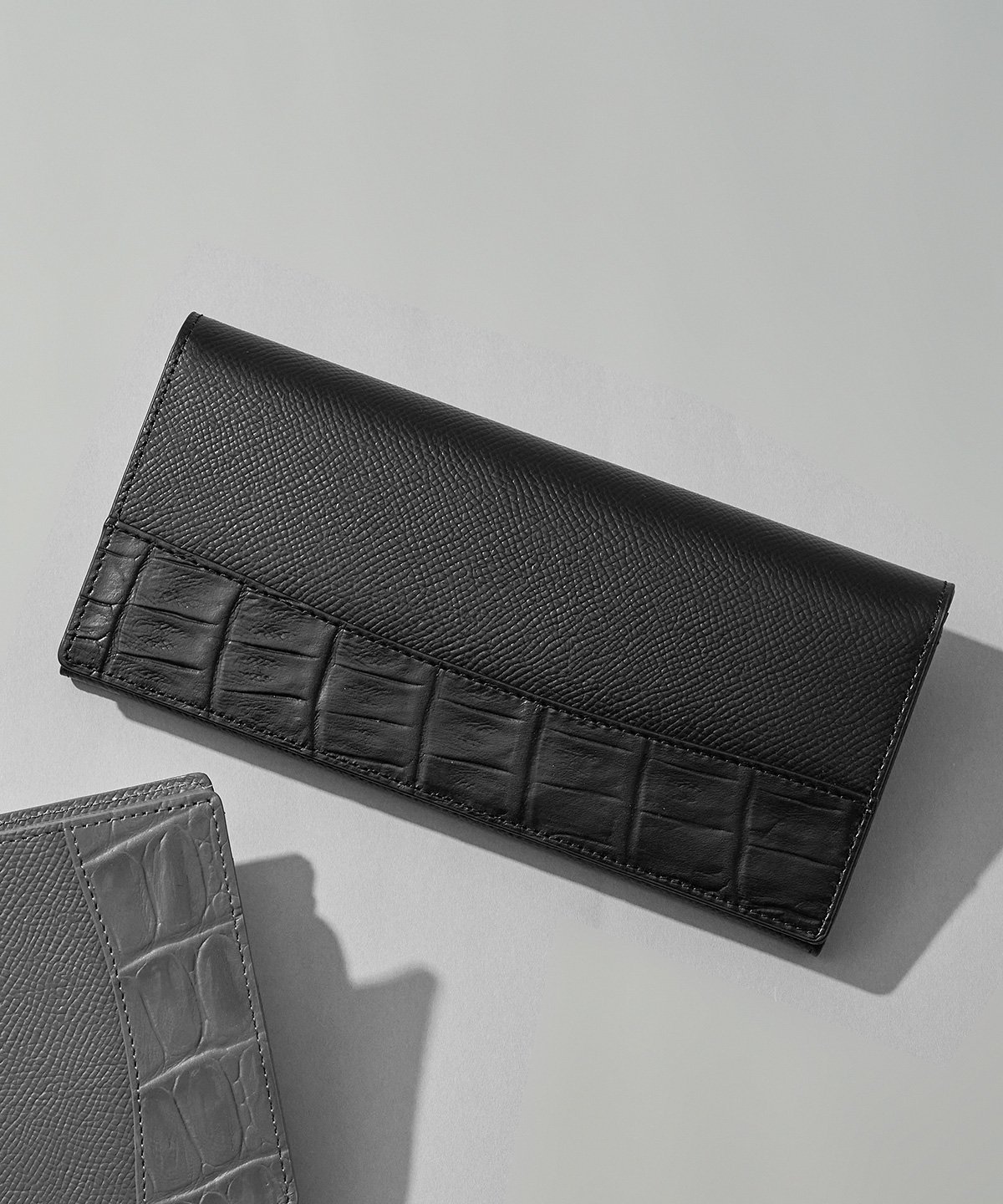 【SALE／50%OFF】KINGZ クロコ*スムース 長財布 キングズ 財布・ポーチ・ケース 財布 ブラック ネイビー グレー【送料無料】
