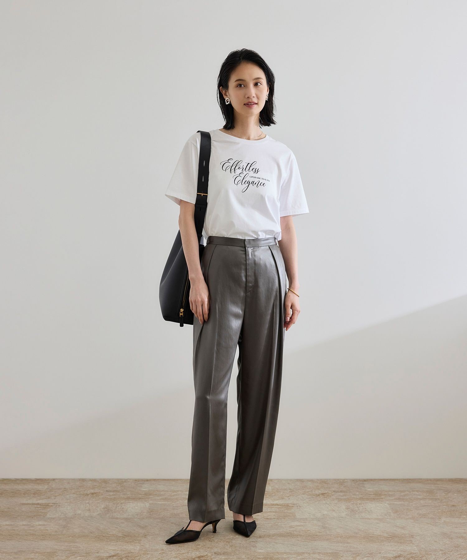 【SALE／50%OFF】ROPE' 【WEB・一部店舗限定】ブライトハンマーサテンテーパードパンツ/洗える ロペ パンツ その他のパンツ カーキグリーン ベージュ【送料無料】