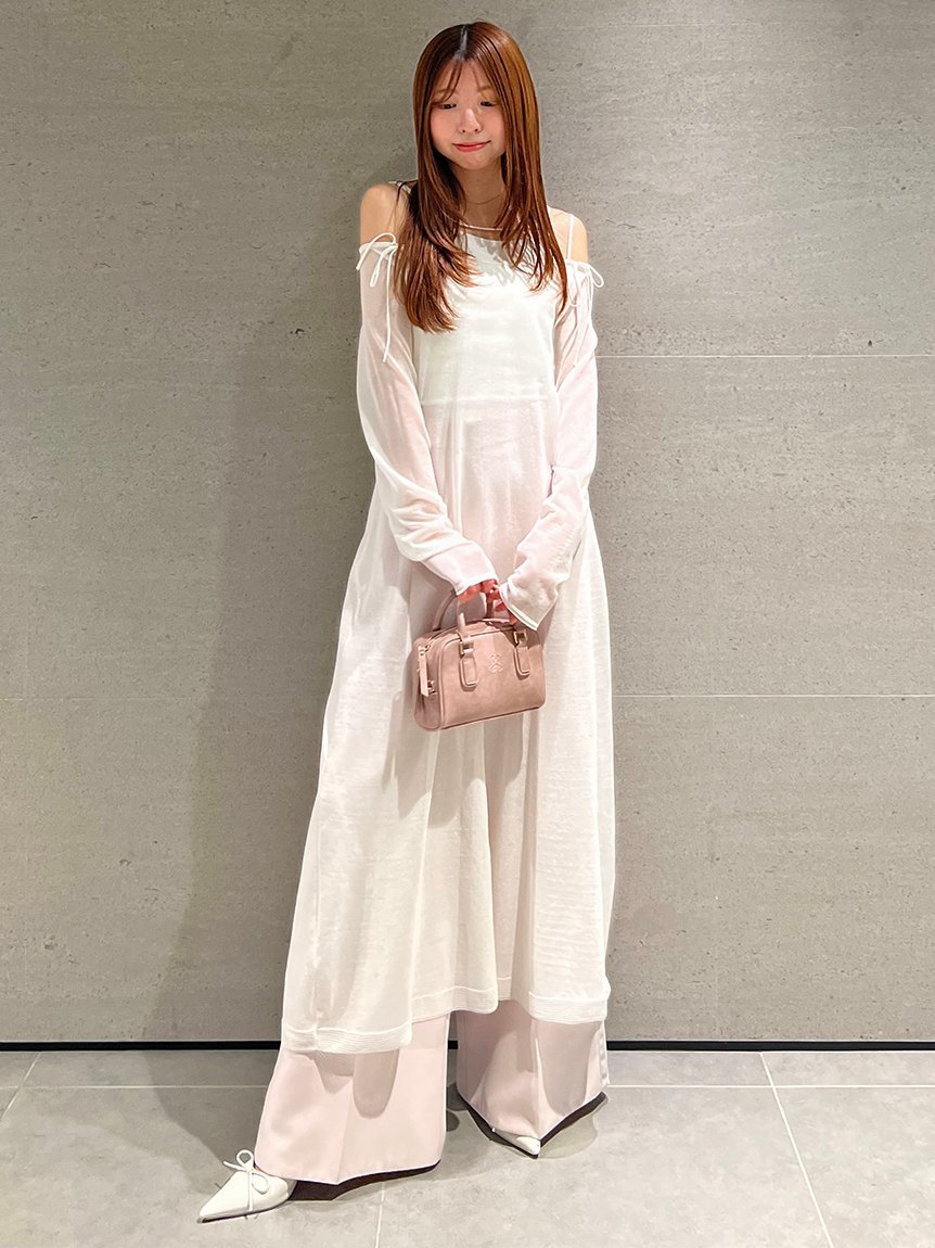 【SALE／50%OFF】SNIDEL レイヤードシアーニットワンピース スナイデル ワンピース・ドレス ワンピース ホワイト ブラック【送料無料】のサムネイル