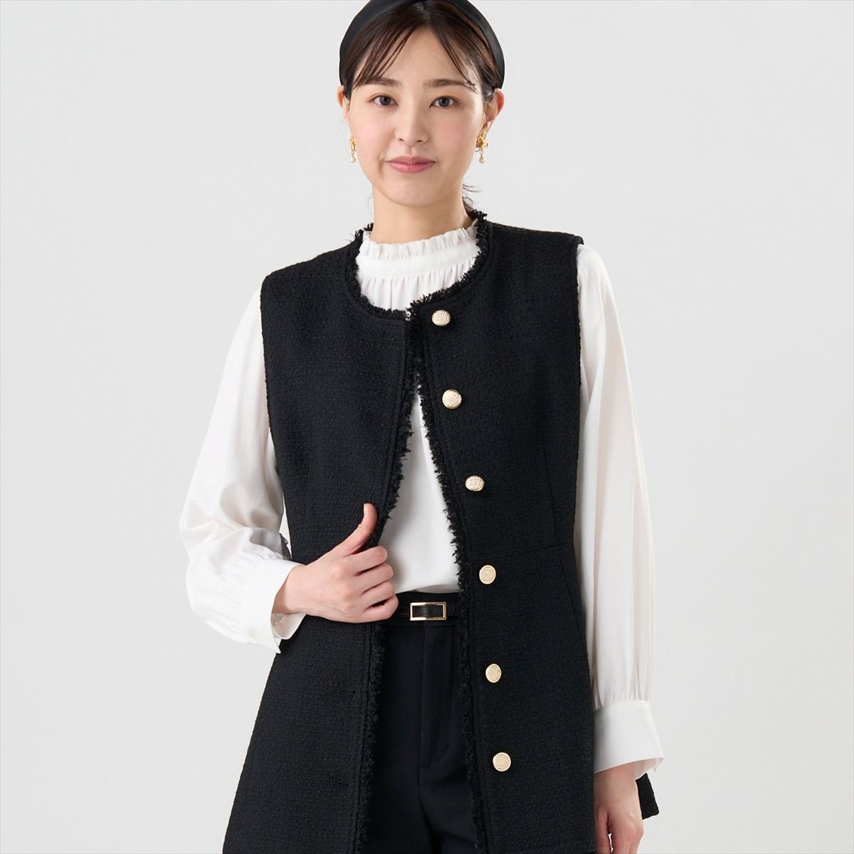 BRICK HOUSE by Tokyo Shirts ツイード ペプラム ジレ レディース BL13J500DH50R00-49 トーキョーシャ..