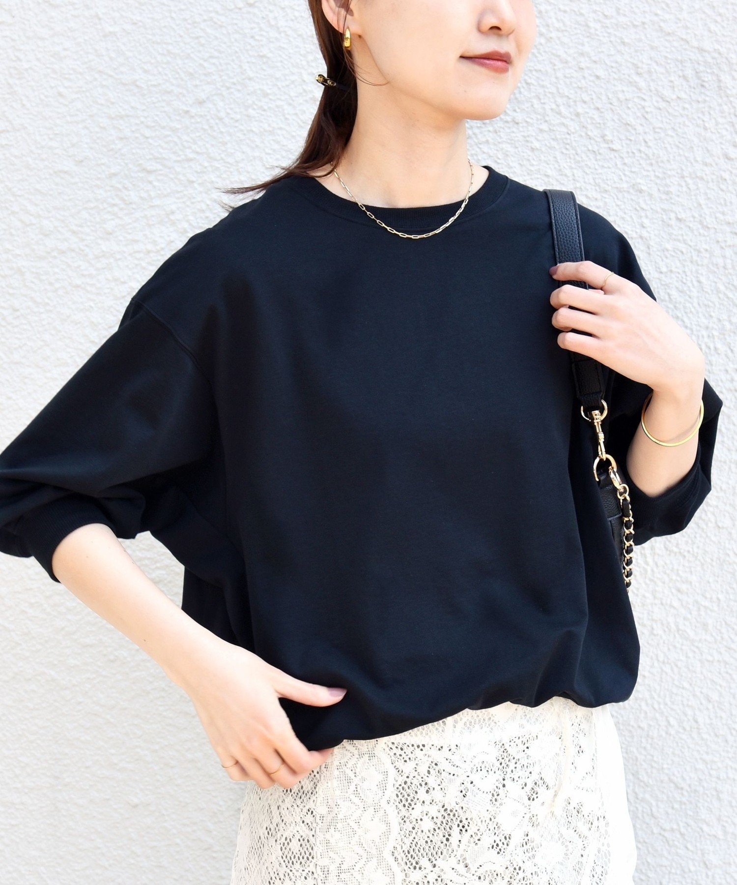 WOMEN ＜手洗い可能＞ハイゲージ ドルマン プルオーバー シップス トップス カットソー・Tシャツ ネイビー ブラック ブラウン ブルー ホワイト