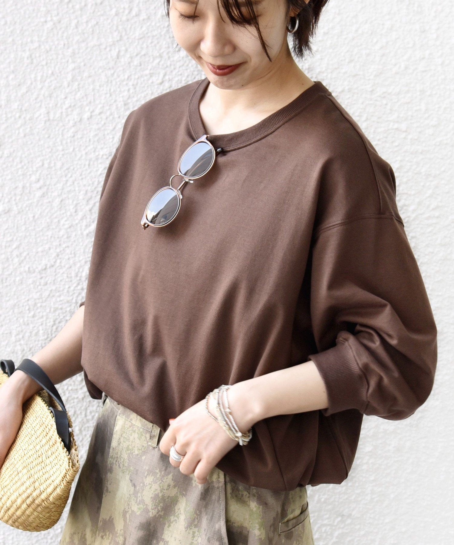 WOMEN ＜手洗い可能＞ハイゲージ ドルマン プルオーバー シップス トップス カットソー・Tシャツ ネイビー ブラック ブラウン ブルー ホワイト