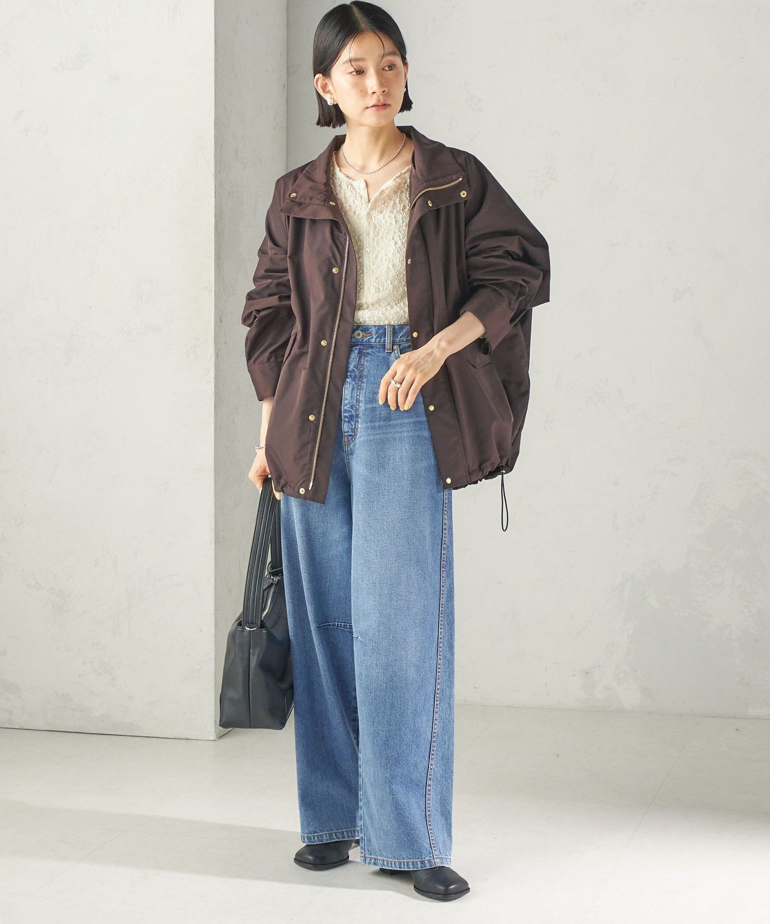 WOMEN 《予約》＜撥水加工/洗濯機可能＞ベスト ライナー ファネル ネック ブルゾン シップス ジャケット・アウター ブルゾン・ジャンパー ブラウン ブラック
