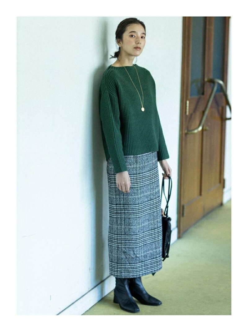 【SALE／60%OFF】THE SHOP TK ツィードチェックロングスカート ザ ショップ ティーケー スカート ロングスカート ブラック グリーン