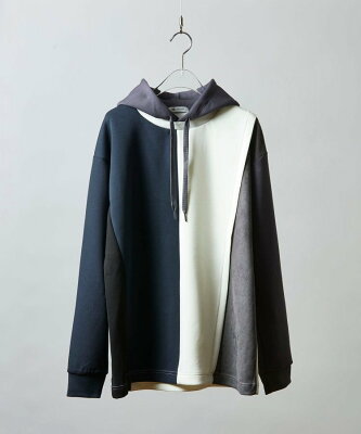 【SALE/20%OFF】tk.TAKEO KIKUCHI アシンメトリーレイヤードフーディー ティーケータケオキクチ トップス パーカー・フーディー ホワイト グリーン ベージュ【送料無料】