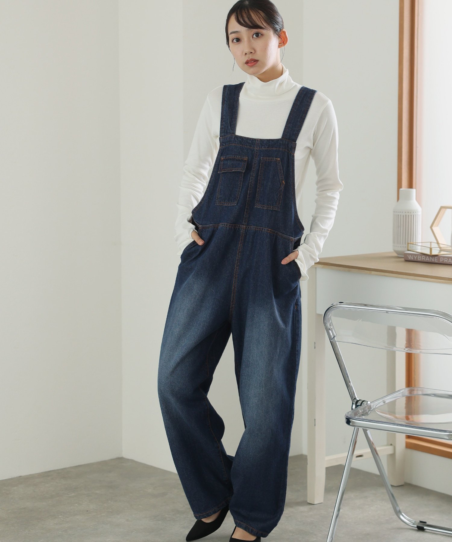 PourVous クロスサスペンダーサロペットパンツ プールヴー オールインワン・オーバ...