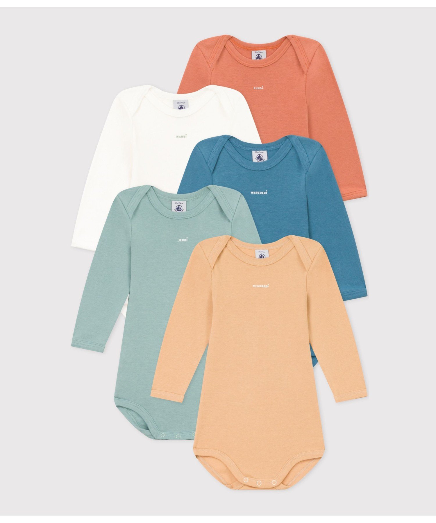 【SALE／20 OFF】PETIT BATEAU 長袖ボディ5枚組 プチバトー マタニティウェア ベビー用品 ロンパース カバーオール【送料無料】