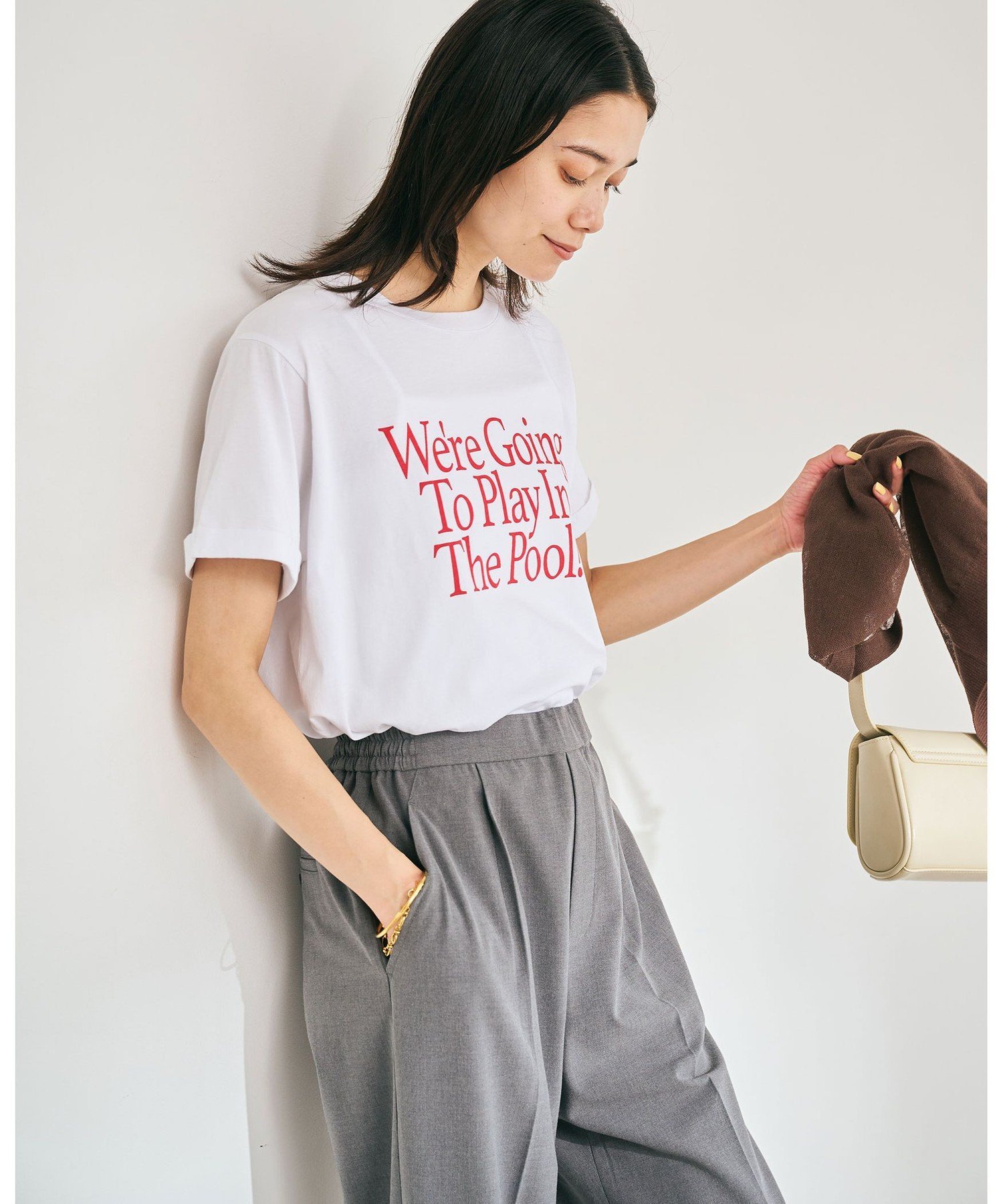 【SALE／50%OFF】UNITED ARROWS green label relaxing 【WEB限定】＜at ease＞ロゴ プリント Tシャツ ユナイテッドアローズ グリーンレーベルリラクシング トップス カットソー・Tシャツ ネイビーのサムネイル