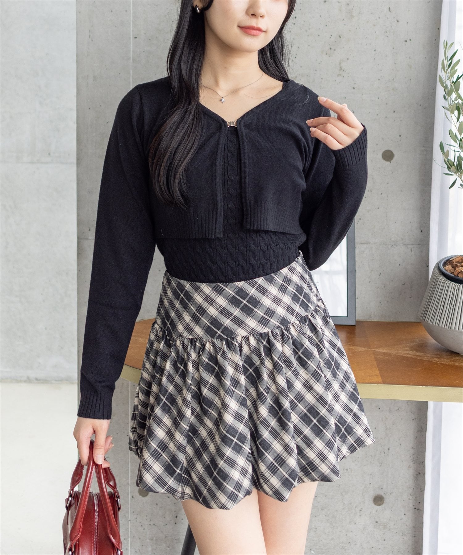 【SALE／53%OFF】clear ケーブルニットキャミソール+カーディガンセット クリア トップス カーディガン..