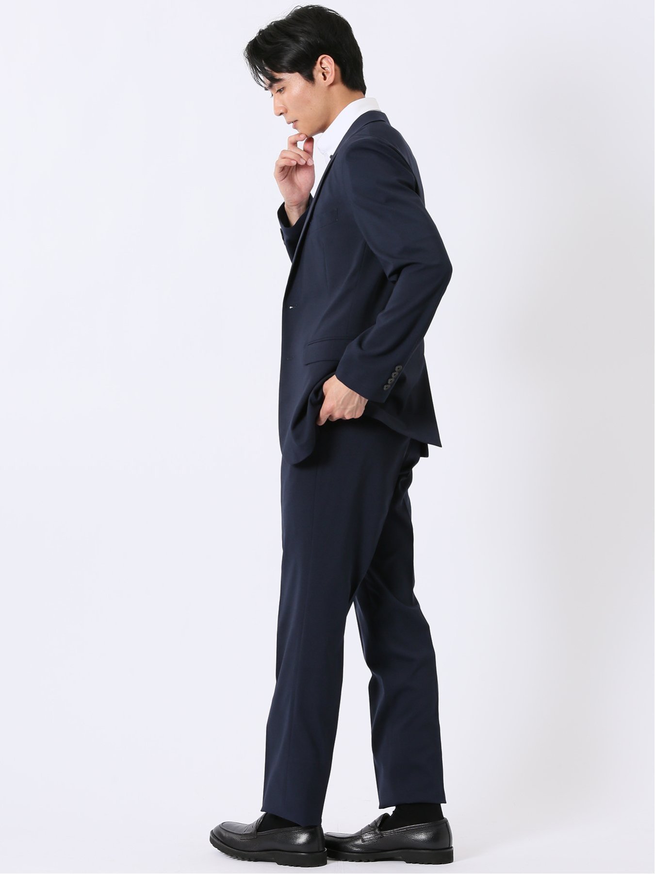 【SALE／10%OFF】TAKA-Q ストレッチ ウォッシャブル レギュラーフィット 2ボタン 2パンツ スーツ メランジ 紺 タカキュー スーツ・フォーマル セットアップスーツ ネイビー【送料無料】