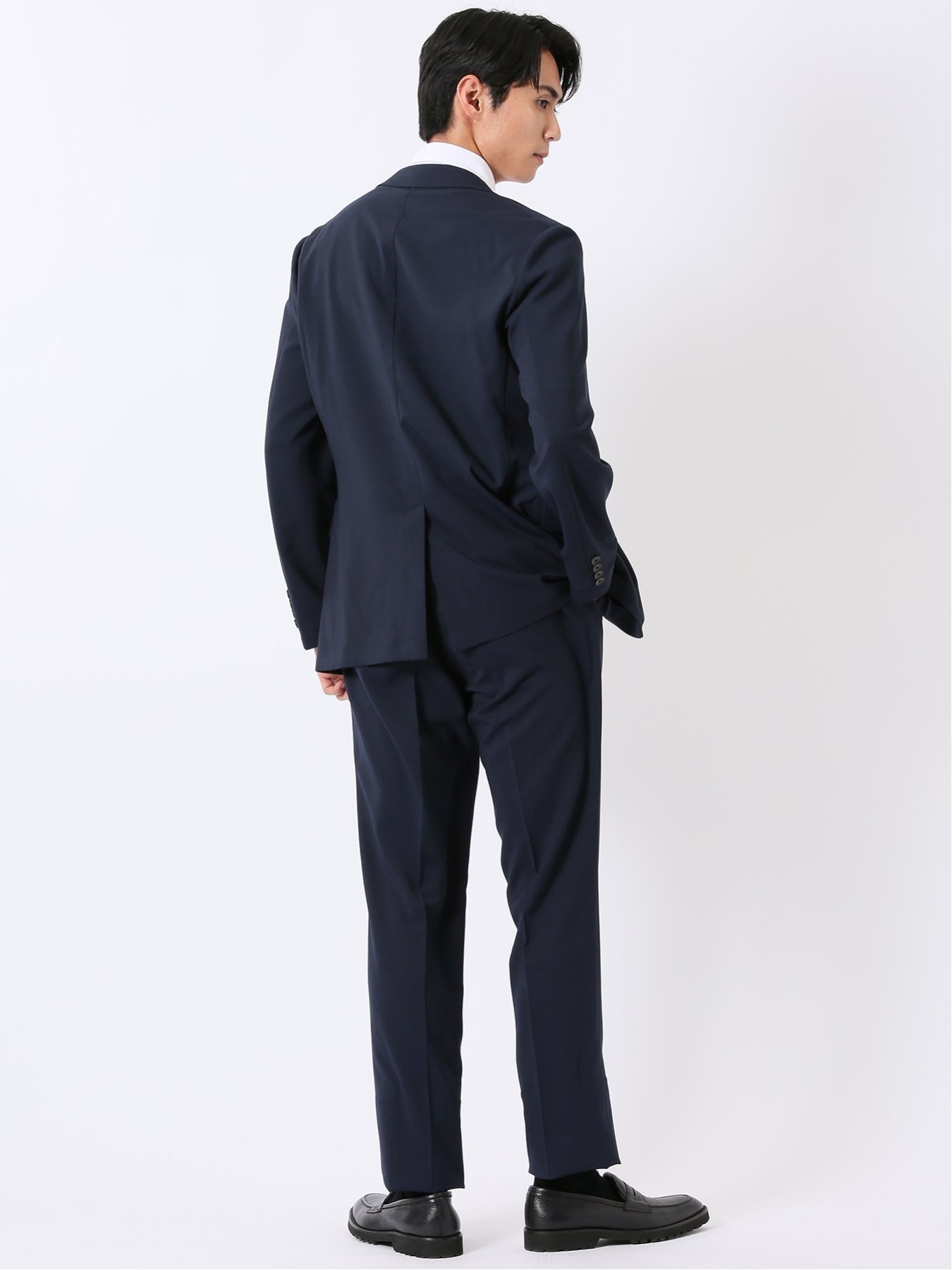 【SALE／10%OFF】TAKA-Q ストレッチ ウォッシャブル レギュラーフィット 2ボタン 2パンツ スーツ メランジ 紺 タカキュー スーツ・フォーマル セットアップスーツ ネイビー【送料無料】