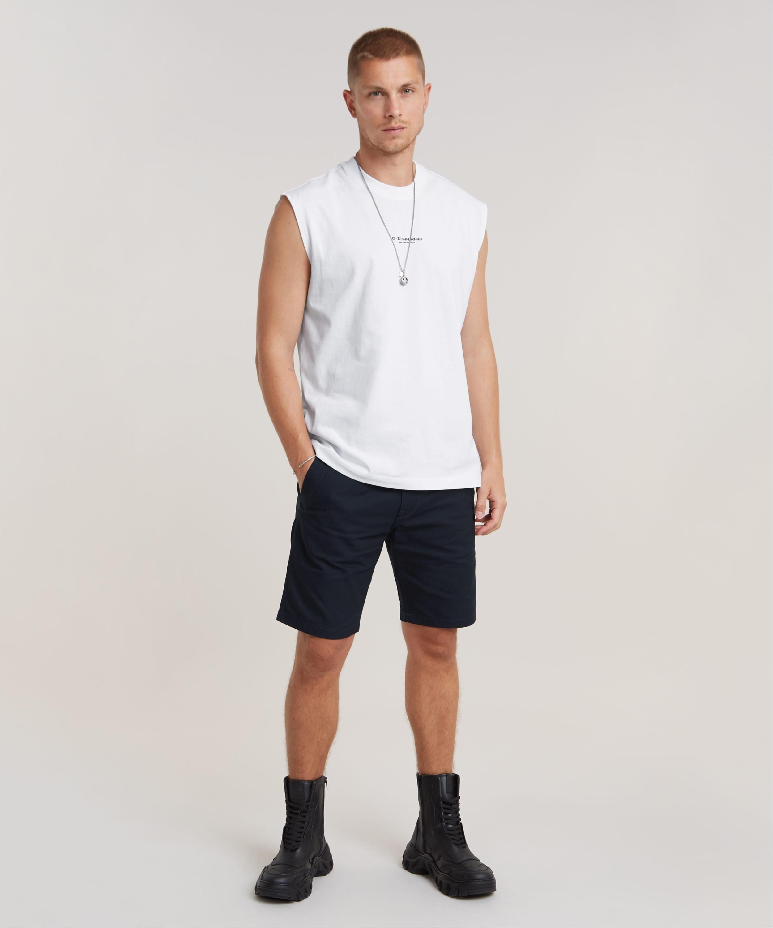 【公式ショップ】Bronson 2.0 Slim Chino Shorts/ベーシックデザインスリムチノショートパンツ ジースターロゥ パンツ チノパンツ ネイビー