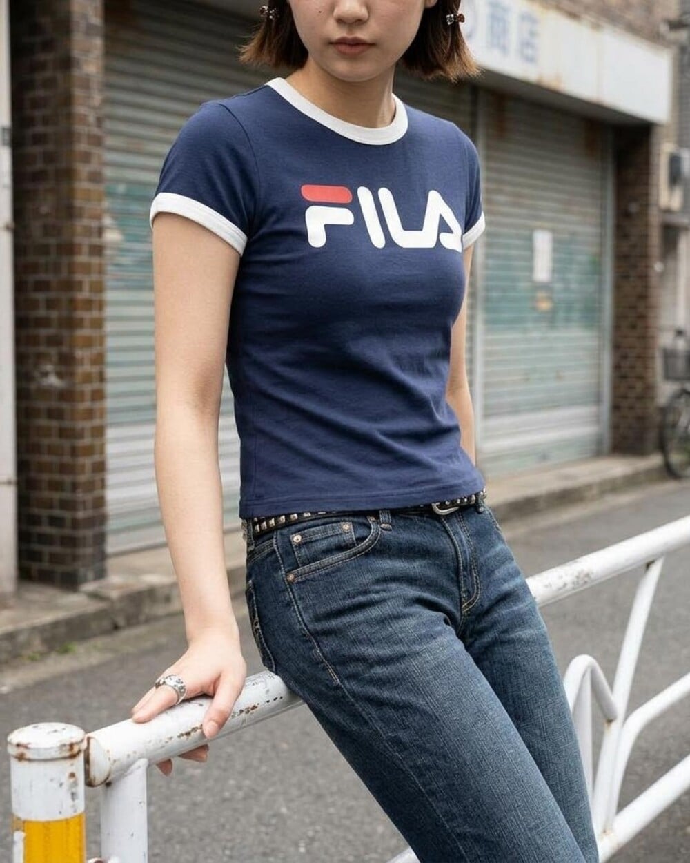 S/S TEE フィラ トップス カットソー・Tシャツ ネイビー ホワイト グリーン