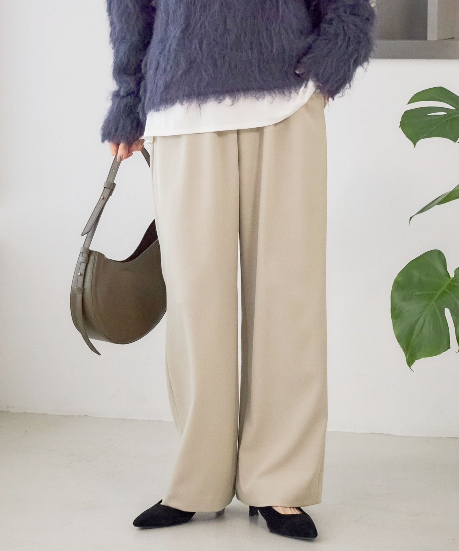 WOMEN 《予約》＜UVカット/防シワ/手洗い可能＞梳毛 ドロスト パンツ シップス パンツ その他のパンツ ベージュ ブラウン