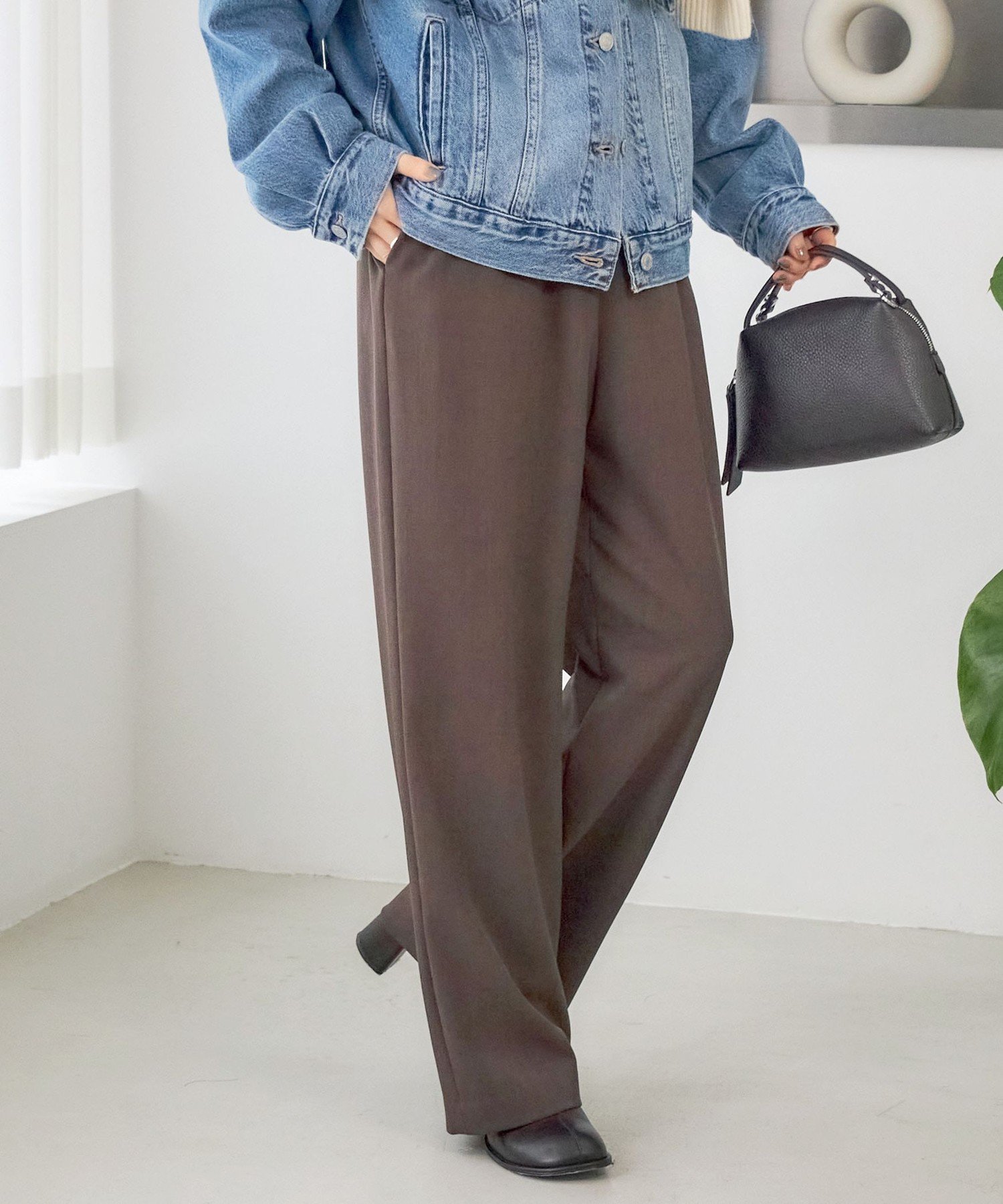 WOMEN 《予約》＜UVカット/防シワ/手洗い可能＞梳毛 ドロスト パンツ シップス パンツ その他のパンツ ベージュ ブラウン