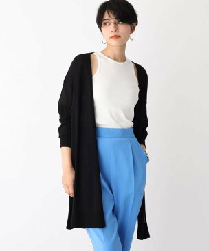 【SALE/33%OFF】OPAQUE.CLIP アセテートコットン天竺 ロングカーディガン【WEB限定カラー・サイズ】 オペークドットクリップ ニット カーディガン ブラック ブラウン ベージュ ホワイト グリーン