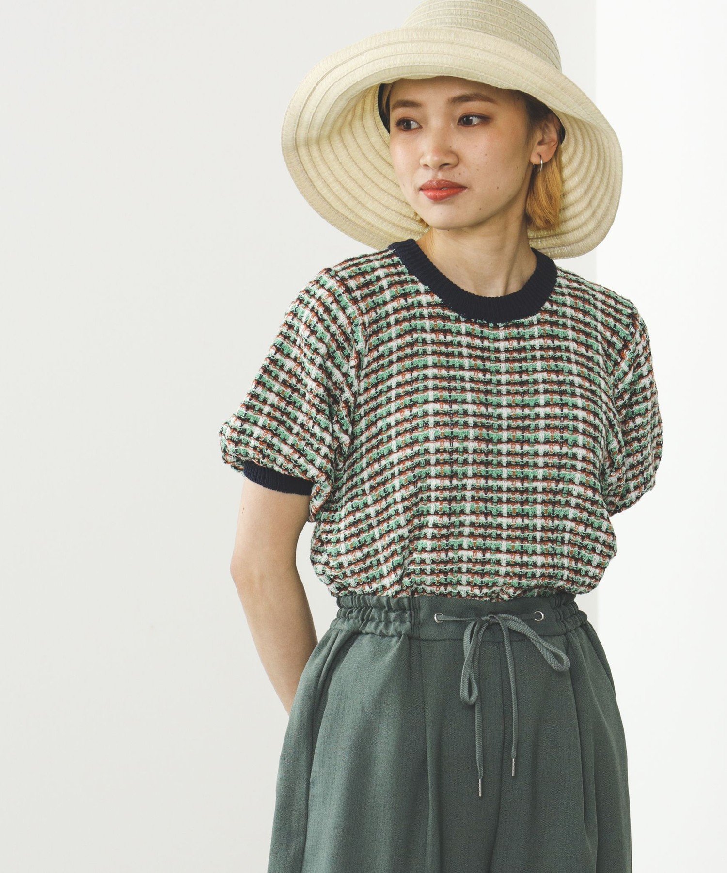 ビームス セーター レディース BEAMS HEART WOMEN BEAMS HEART / カラフルチェック ニット ビームス ハート トップス ニット ネイビー オレンジ【送料無料】