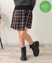 ikka 【親子おそろい】チェックプリーツラップキュロット(120~160cm) イッカ スカート その他のスカート ネイビー グレー