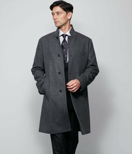 NEWYORKER MEN カシミヤ混 ヘリンボーン ビーバー コンバーチブルカラーコート ニューヨーカー ジャケット・アウター その他のジャケット・アウター グレー【送料無料】 NEWYORKER MEN カシミヤ混 ヘリンボーン ビーバー コンバーチブルカラーコート ニューヨーカー ジャケット・アウター その他のジャケット・アウター グレー【送料無料】