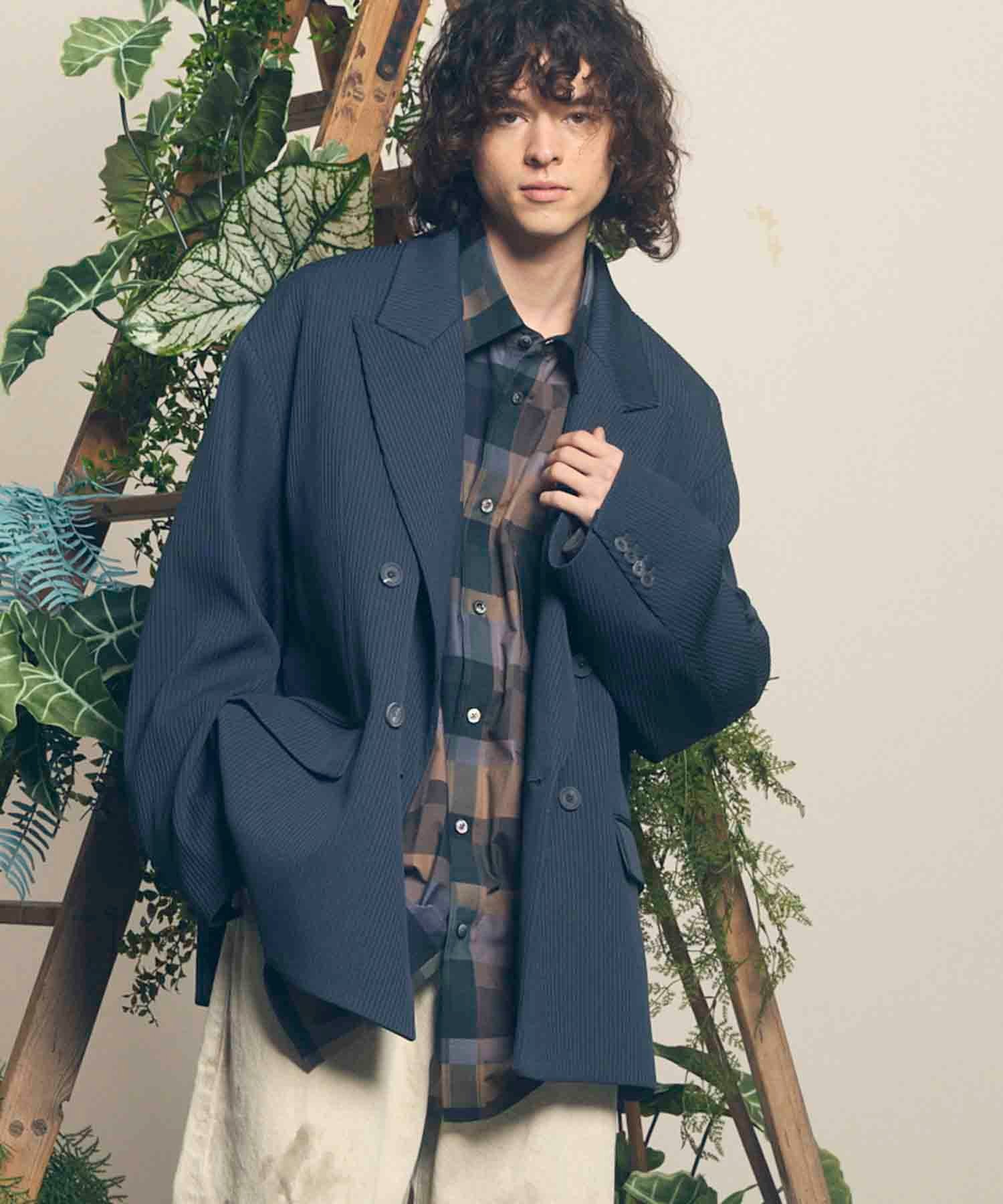 Tailored Jacket - MAISON SPECIAL Omega Rib Prime-Over Double Tailored Jacket メゾンスペシャル ジャケット・アウター テーラードジャケット・ブレザー ブラック ブラウン グレー【送料無料】