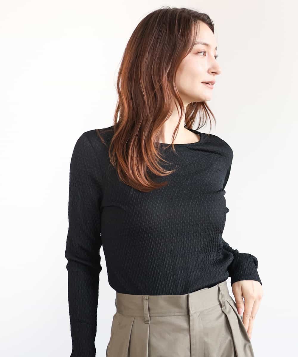 MK MICHEL KLEIN ポコポコシアーカットソー/洗える エムケーミッシェルクラン トップス カットソー・Tシャツ イエロー ホワイト ブラック