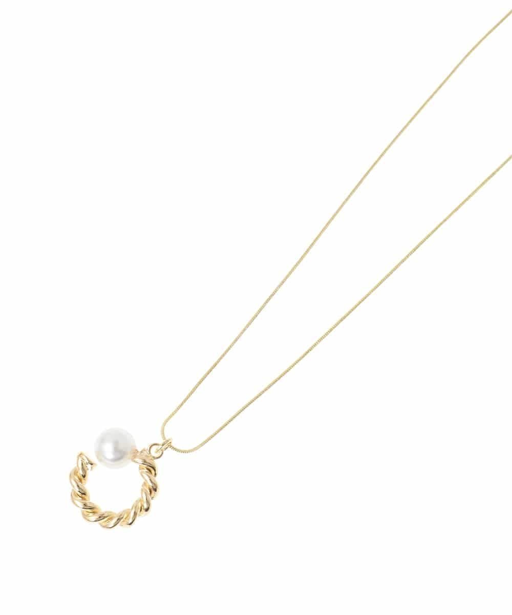 【SALE／40%OFF】eur3 メタルサークルパールロングネックレス エウルキューブ アクセサリー・腕時計 ネックレス シルバー ゴールド