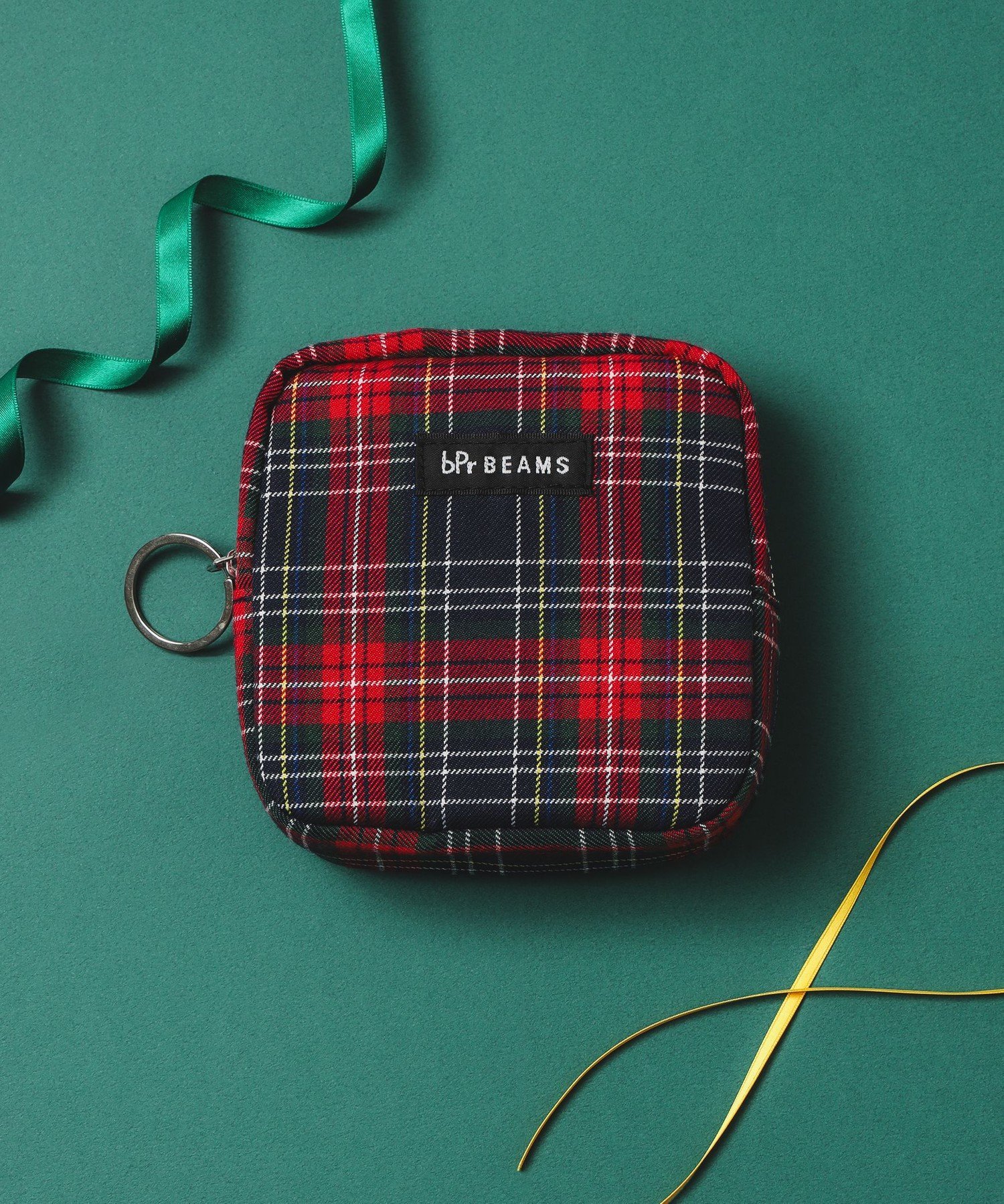 bPr BEAMS チェック ポーチ M ビームス メン 財布・ポーチ・ケース ポーチ レッド グリーン ブラック イエロー