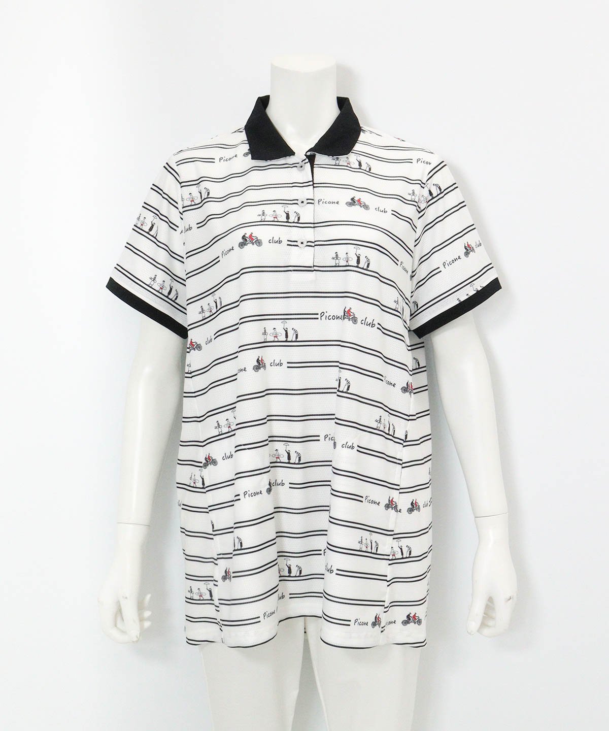 Picone Club 【ピッコーネクラブ公式】ボーダー柄UVチュニック丈ポロシャツ ピッコーネクラブ トップス ポロシャツ ブルー ブラック ホワイト【送料無料】